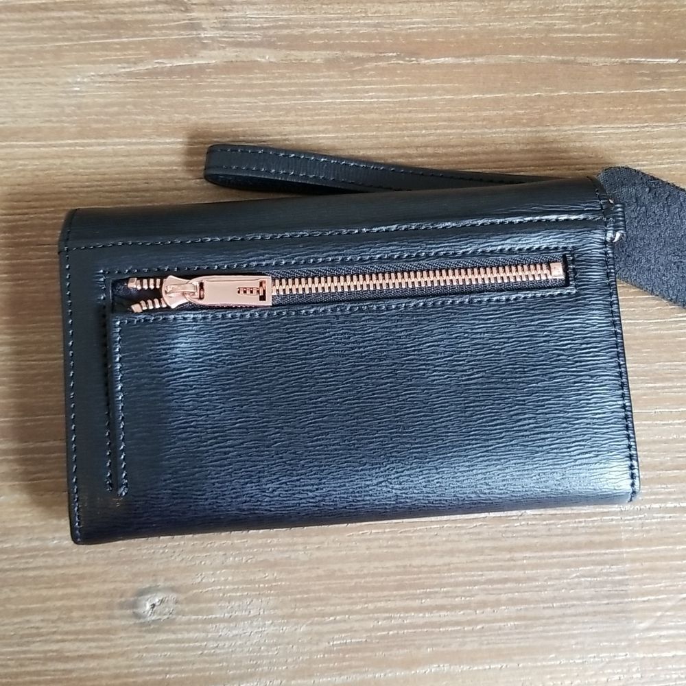 Ted Baker Black Leather Wristlet Wallet Clutch - Picture 4 of 9